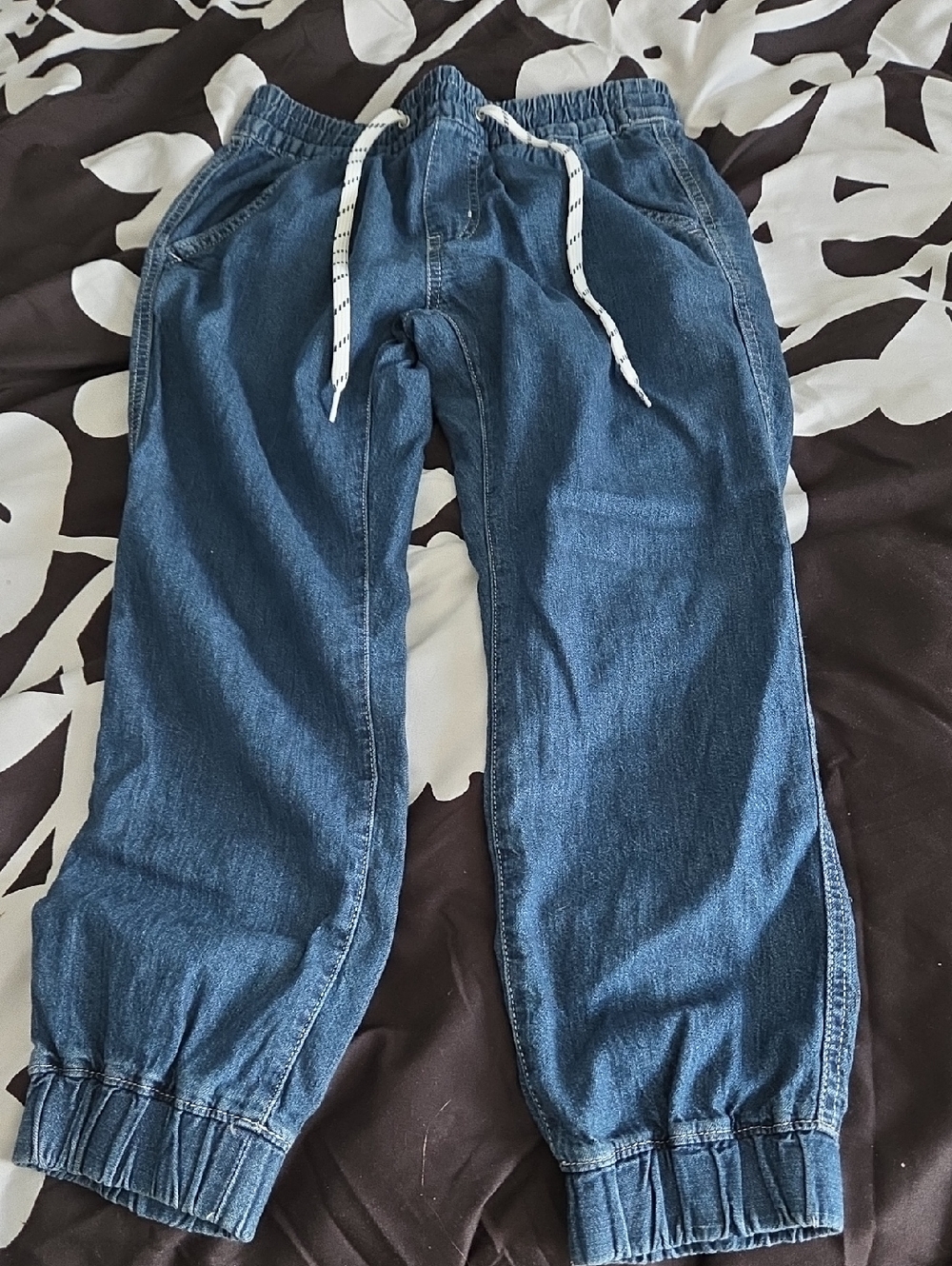 Levi's Blue Denim Jogger Pants with White Drawstring